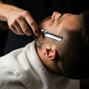 Afeitado a navaja en barberías